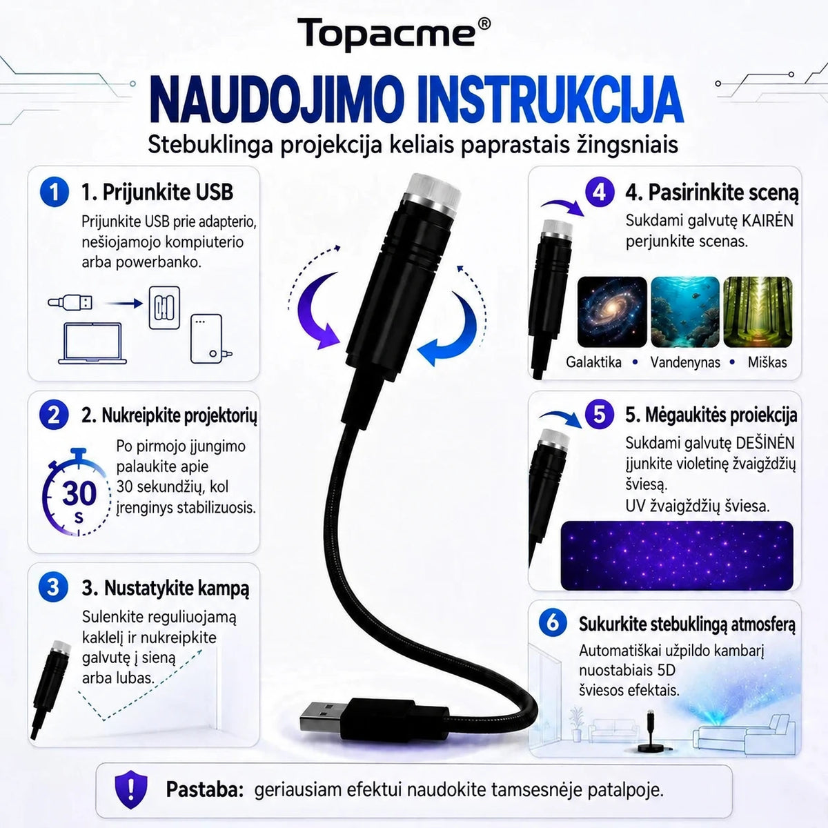 Topacme naktin?s ?viesos projektorius - vaizdas 6