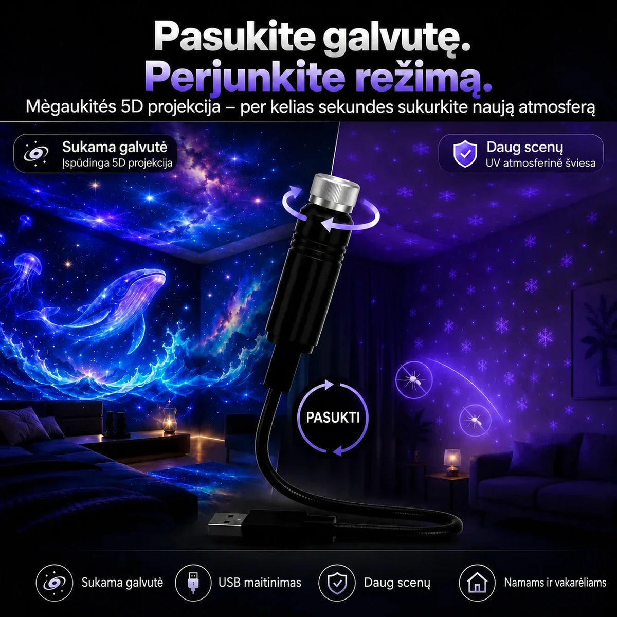 Topacme naktin?s ?viesos projektorius - vaizdas 3
