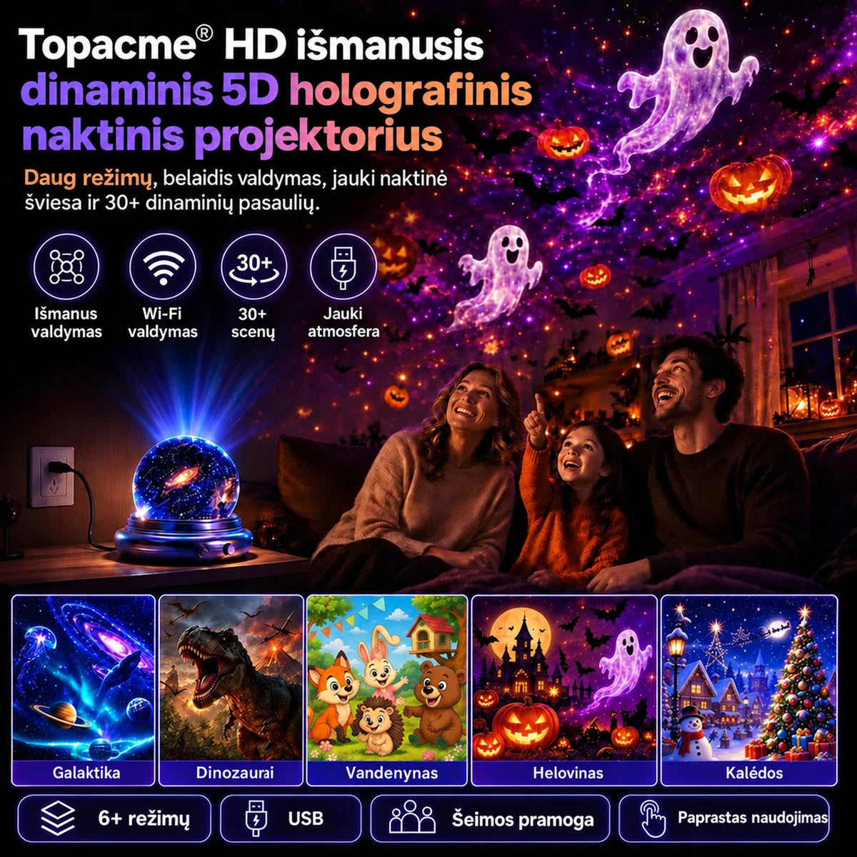 Topacme naktin?s ?viesos projektorius - pagrindinis vaizdas