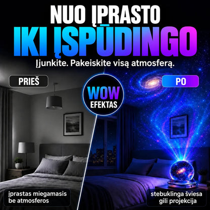 Topacme projektorius - prie? ir po atmosferos palyginimas