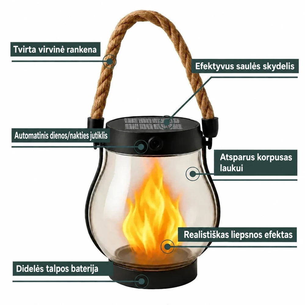 Solarna lanterna z učinkom plamena